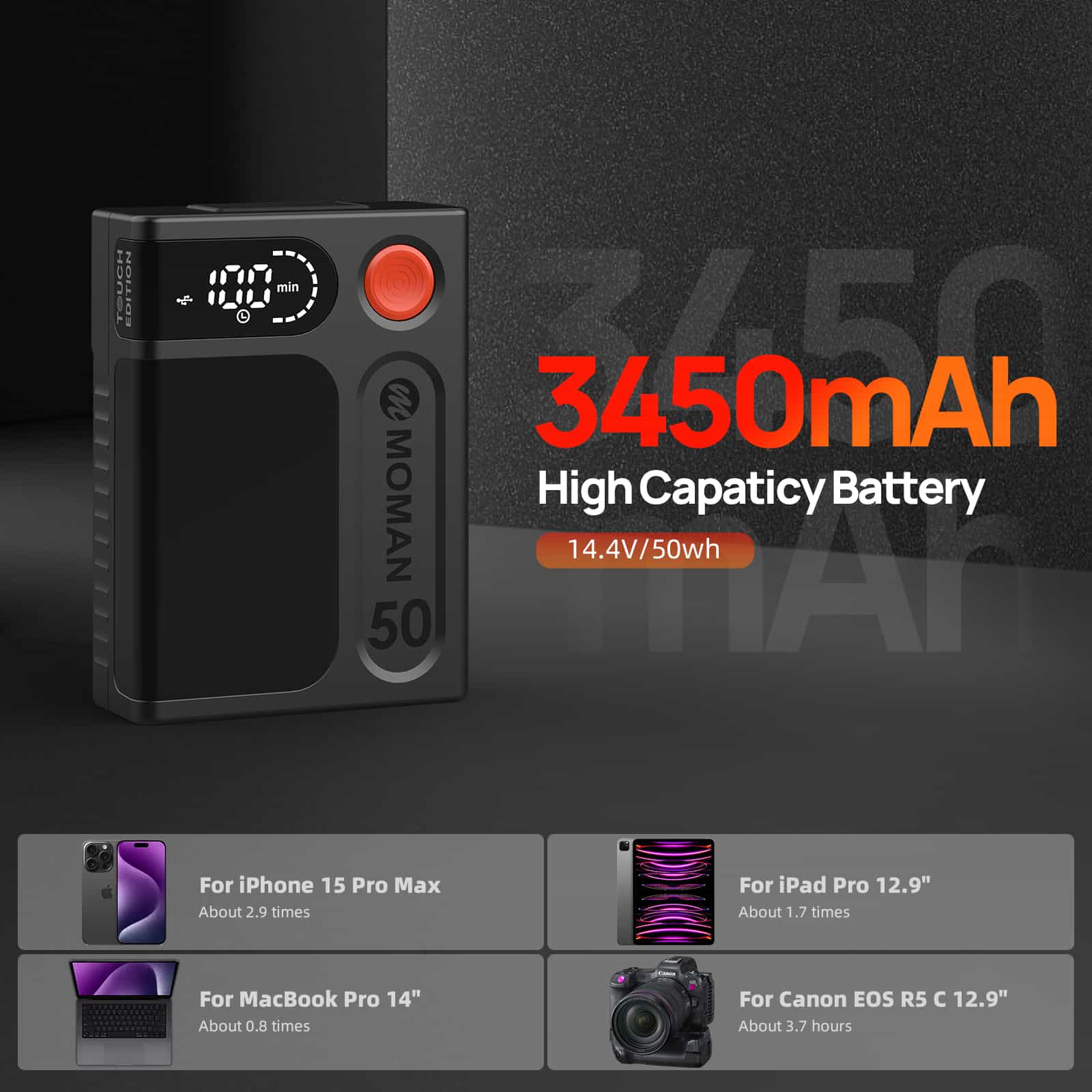【Extra 20% Off with POBT20】Moman Power 50 Touch 50Wh V Mount Battery with LED Display, D-Tap, USB-A, USB-C, and DC Ports - Image 5