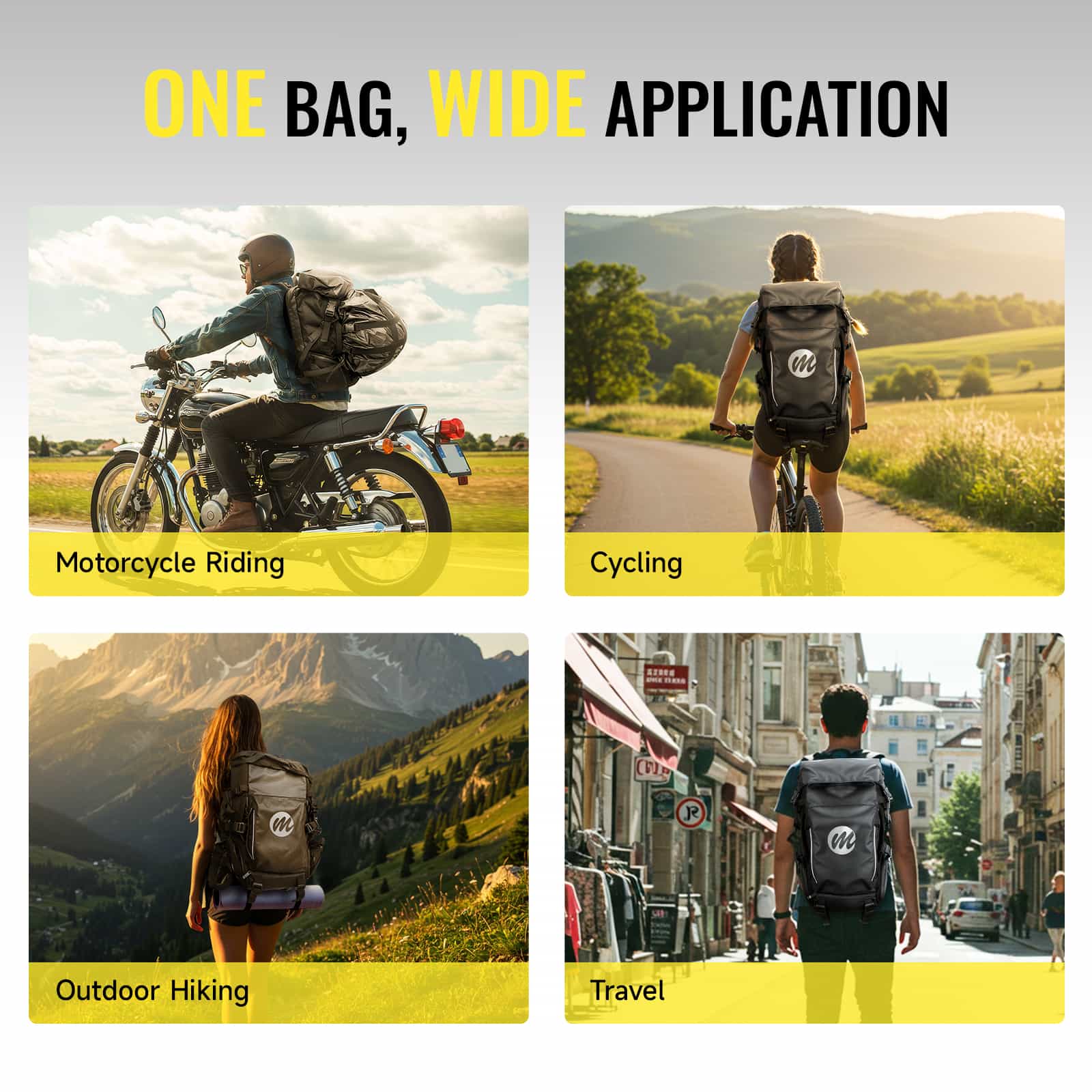 Moman BM2 Best Backpack for Motorcycle Riding, Dual Compartment, Multiple Pockets, Waterproof, and Helmet Rain Cover Included - Image 7