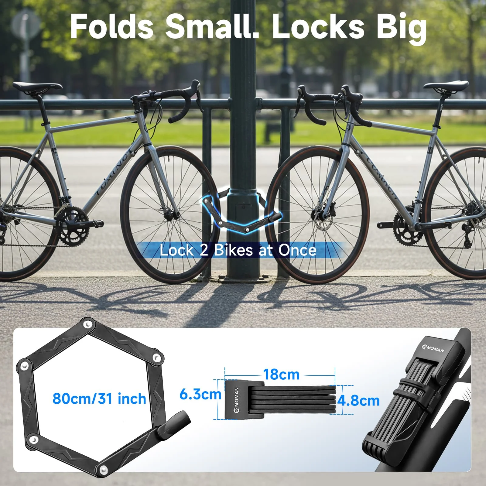 Moman TLK Best Chain Lock for Motorcycle, Foldable, Anti-Theft, Hardened Steel for Bikes, Scooters, and More - Image 4