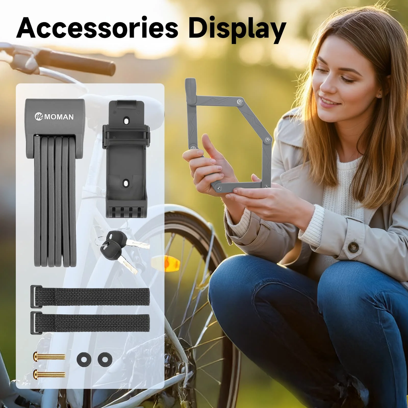 Moman TLK Best Chain Lock for Motorcycle, Foldable, Anti-Theft, Hardened Steel for Bikes, Scooters, and More - Image 7