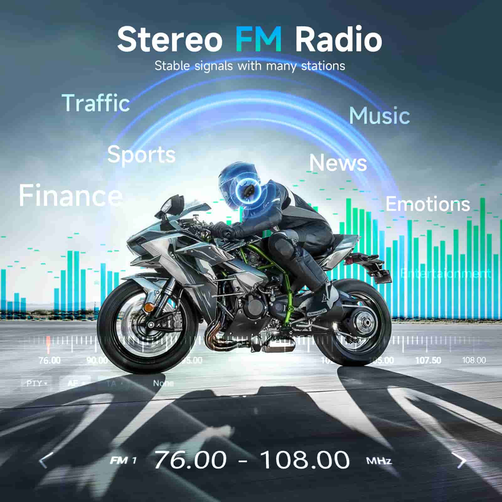 Moman RS-S Bluetooth Headset for Motorcycle Riders with Speaker and Mic, FM Radio and Noise Cancellation Earphone (Single Person Use) - Image 3