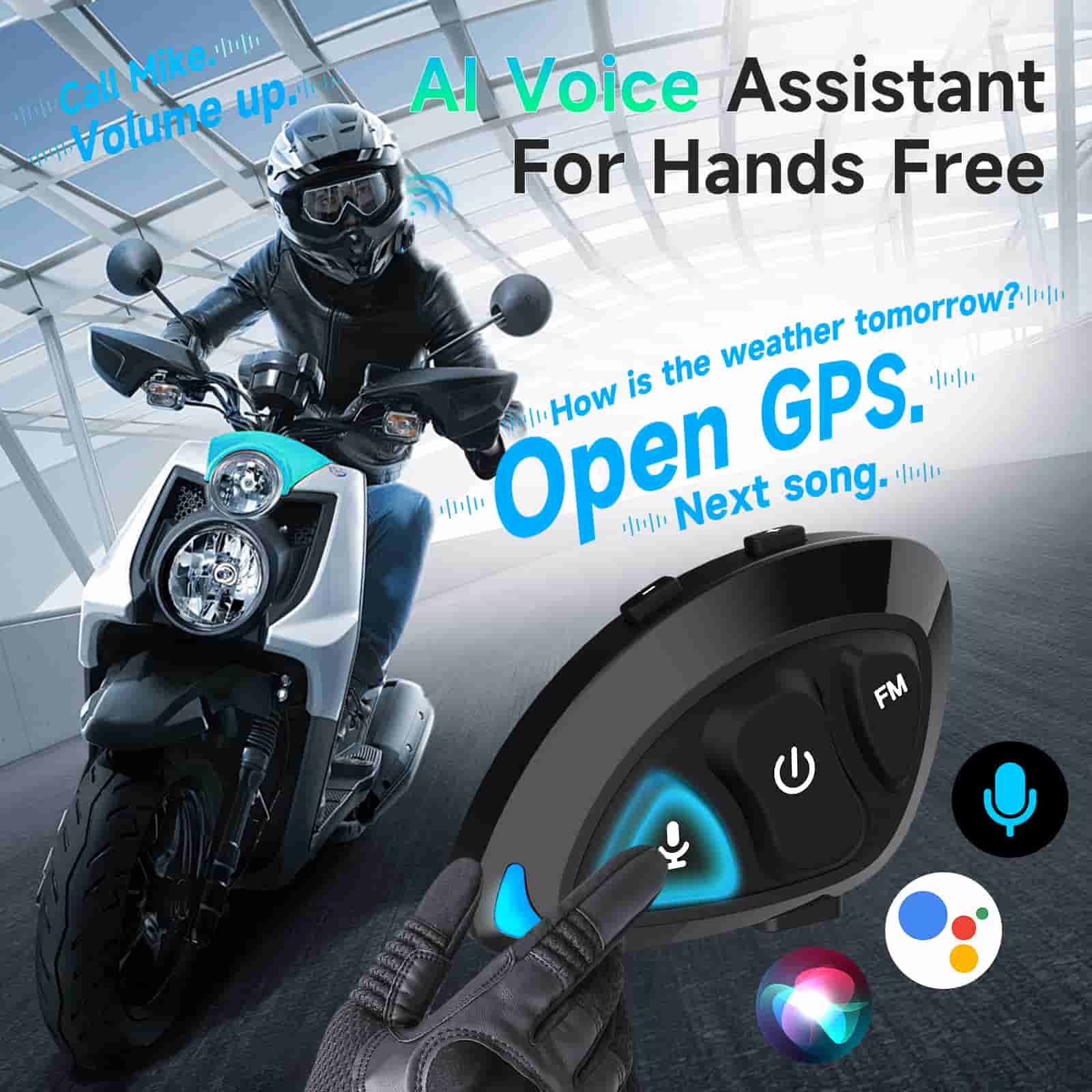 Moman RS-S Bluetooth Headset for Motorcycle Riders with Speaker and Mic, FM Radio and Noise Cancellation Earphone (Single Person Use) - Image 5