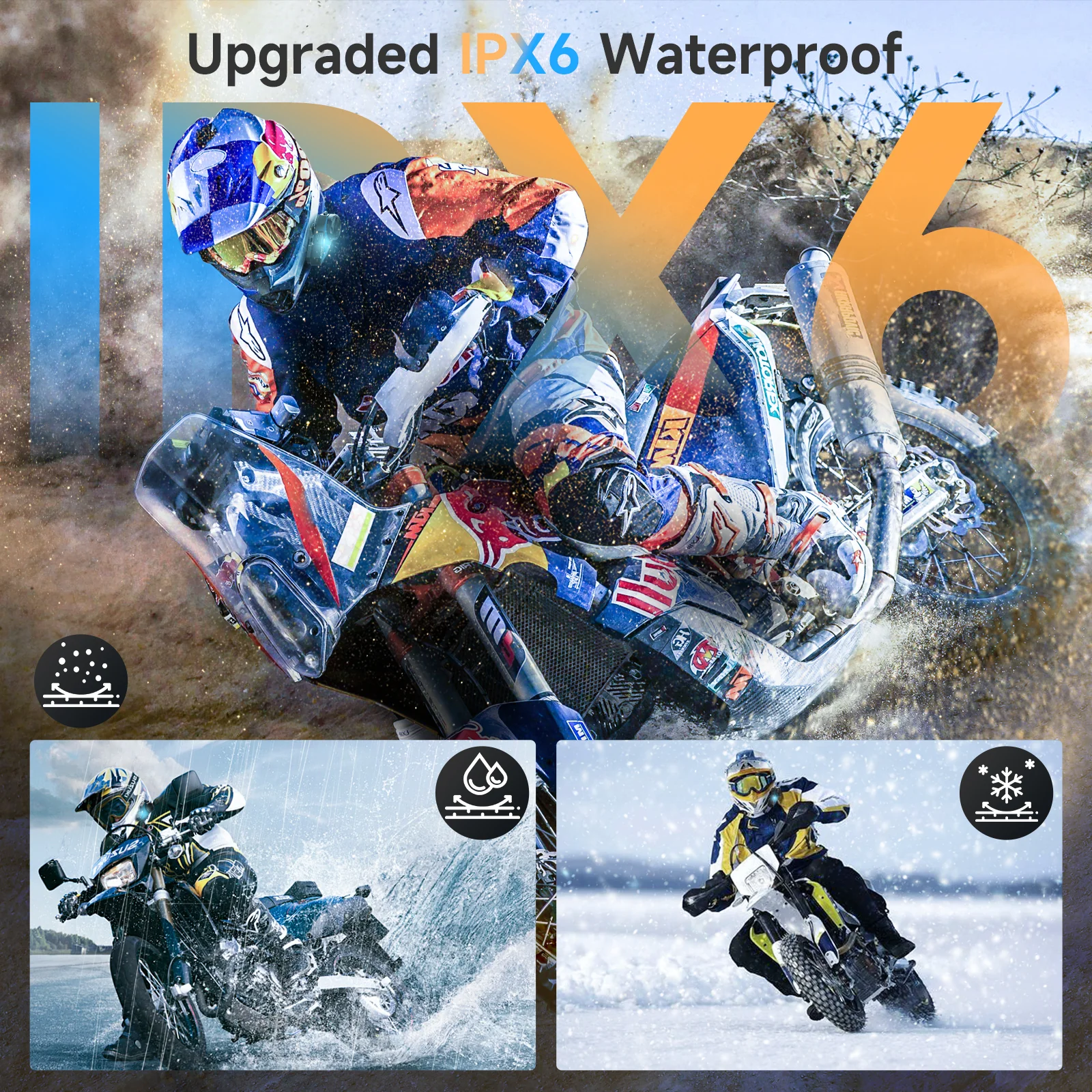 Moman H2E Eagle-Like Helmet Intercom, Bluetooth Intercom with Audio Multitasking, Music Share, Optional Pattern Shell for Motorcycle Two Riders - Image 8