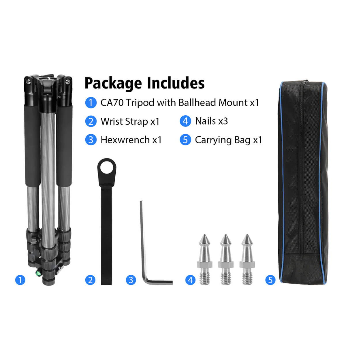 Moman CA70 Best Carbon Fiber Travel Tripod with Central Axis, 15kg Payload - Image 8