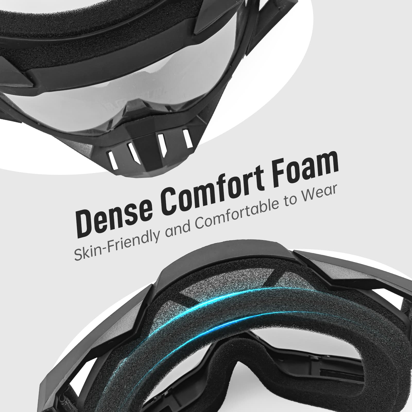 Moman AOG Goggles for Motorcycle Helmets with Removable Nose Guard, Bendable TPU Frame, UV400 Protection, Transparent & Grey Lenses Available - Image 5