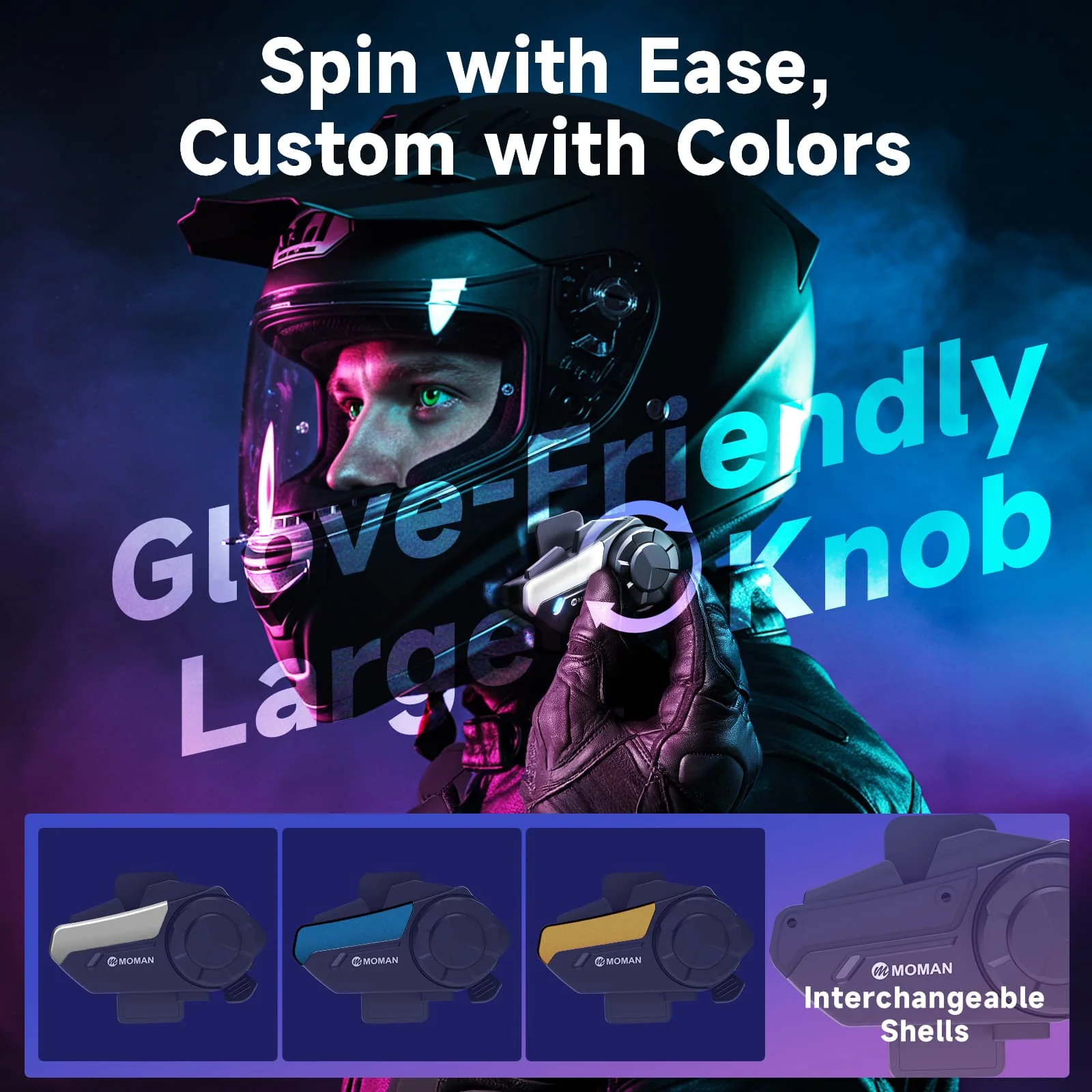 Moman H2S Intercom System for Motorcycle, Featuring ENC Noise Cancellation, Windproof Mic, and Audio Multitasking - Image 8