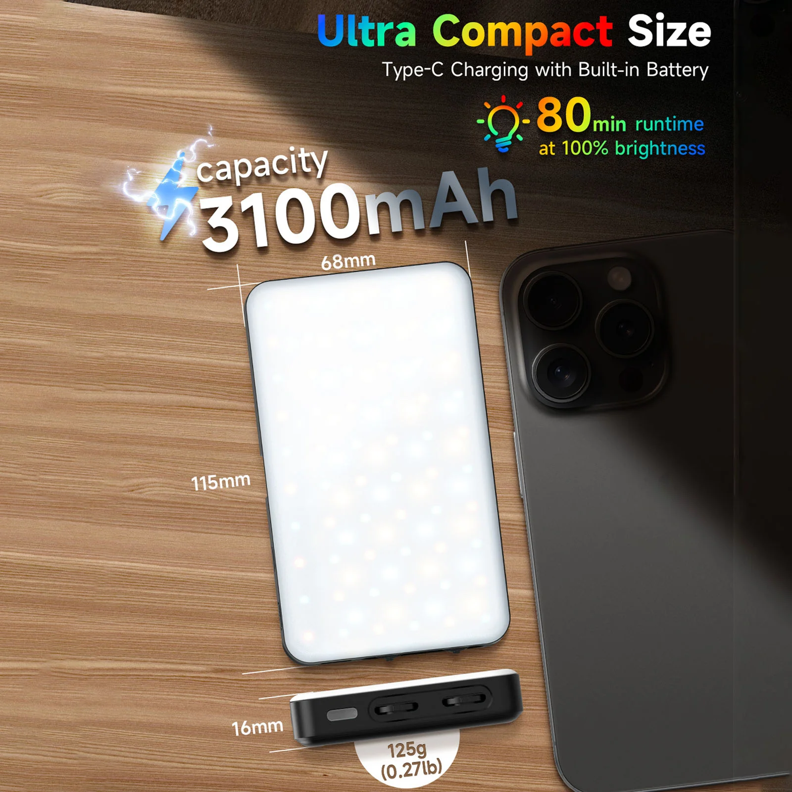 Moman PC8 LED Light for DSLR Camera with RGB Options, 2500K-9000K Portable for Photography, Live Streaming, and Recording - Image 5