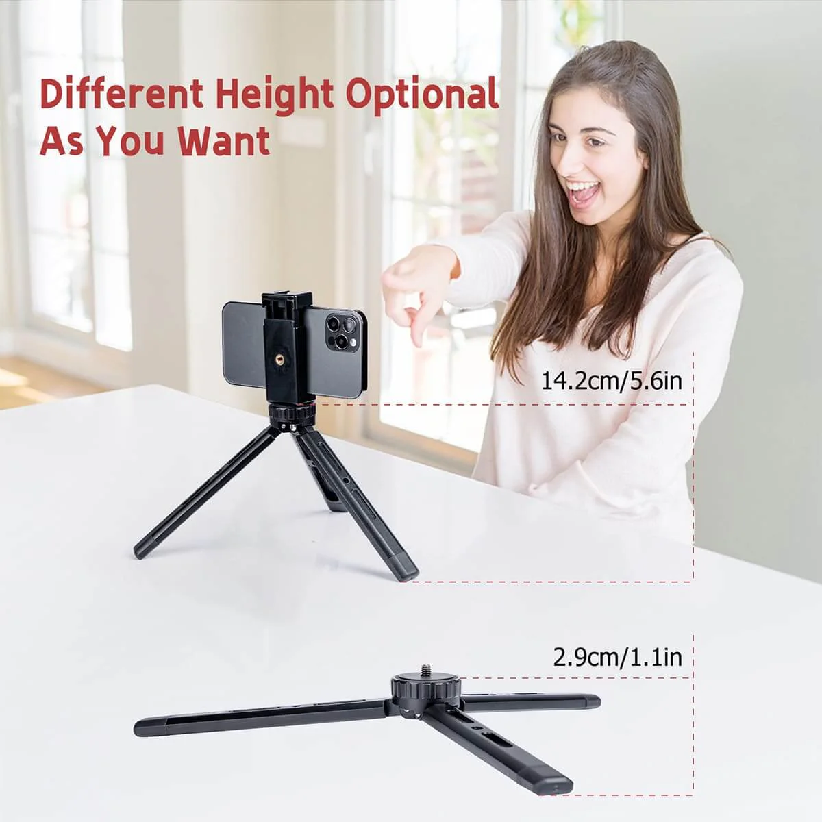 Moman TR01S Mini Camera Tripod with Robust Aluminium Alloy Body - Image 4