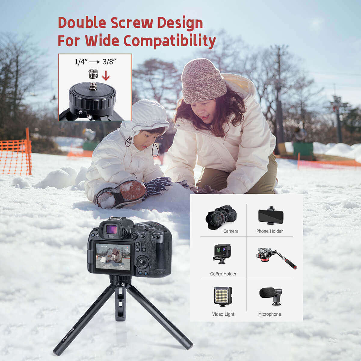 Moman TR01S Mini Camera Tripod with Robust Aluminium Alloy Body - Image 5