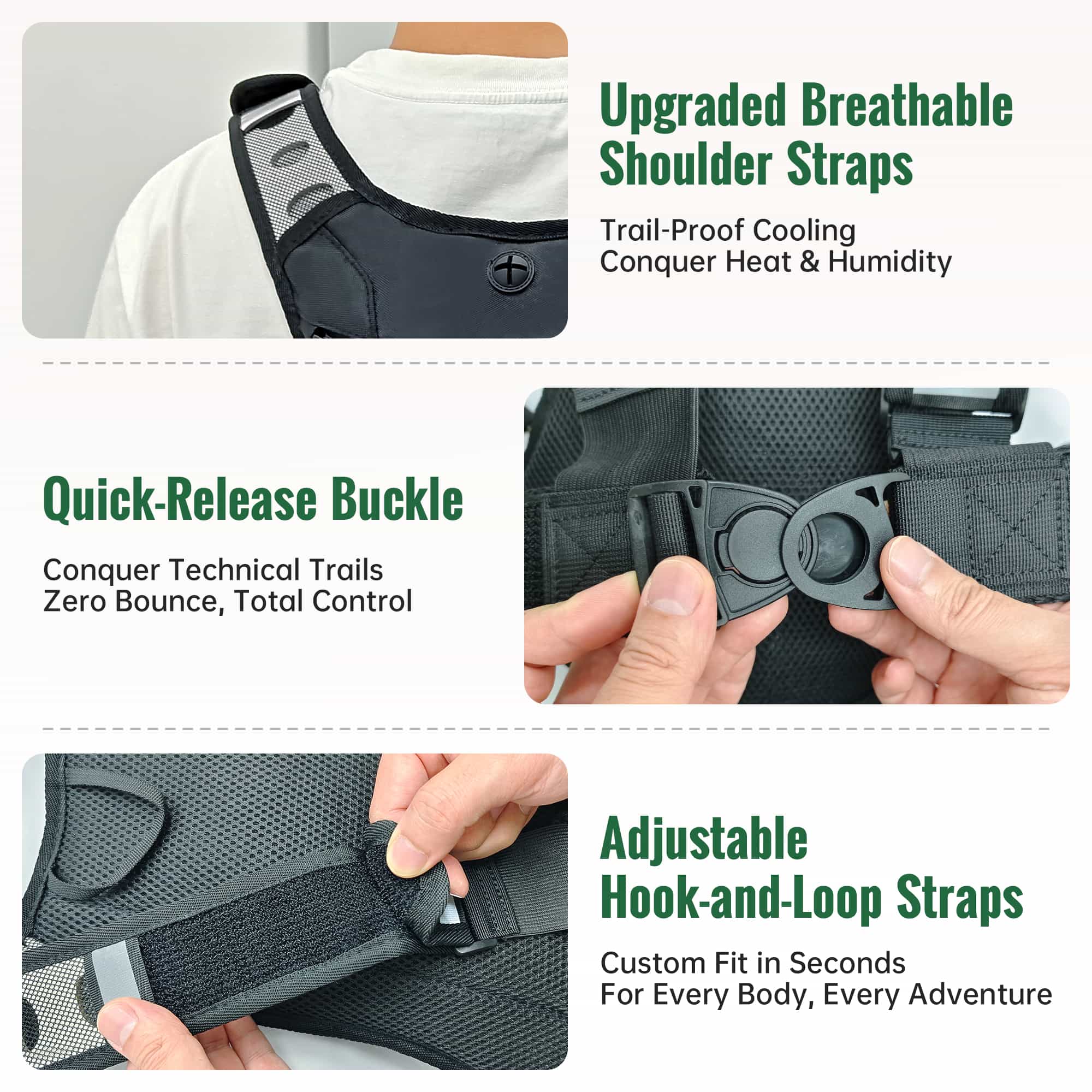 Moman Motorcycle Backpack with Water Bladder, 2L BPA-free bladder, with Removable Tool Pouch, Adjustable Strap, and Reflective Safety Design - Image 4