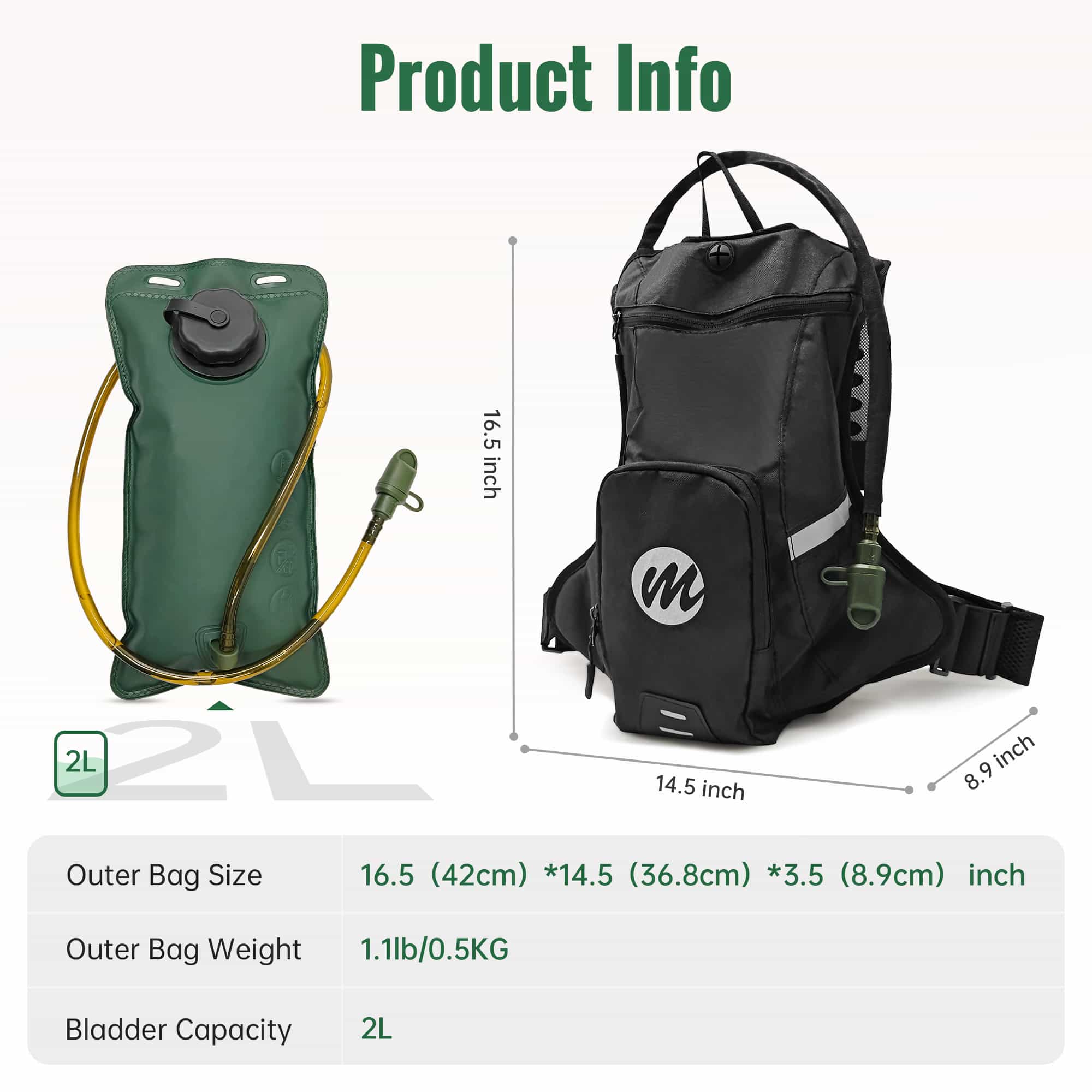 Moman Motorcycle Backpack with Water Bladder, 2L BPA-free bladder, with Removable Tool Pouch, Adjustable Strap, and Reflective Safety Design - Image 6