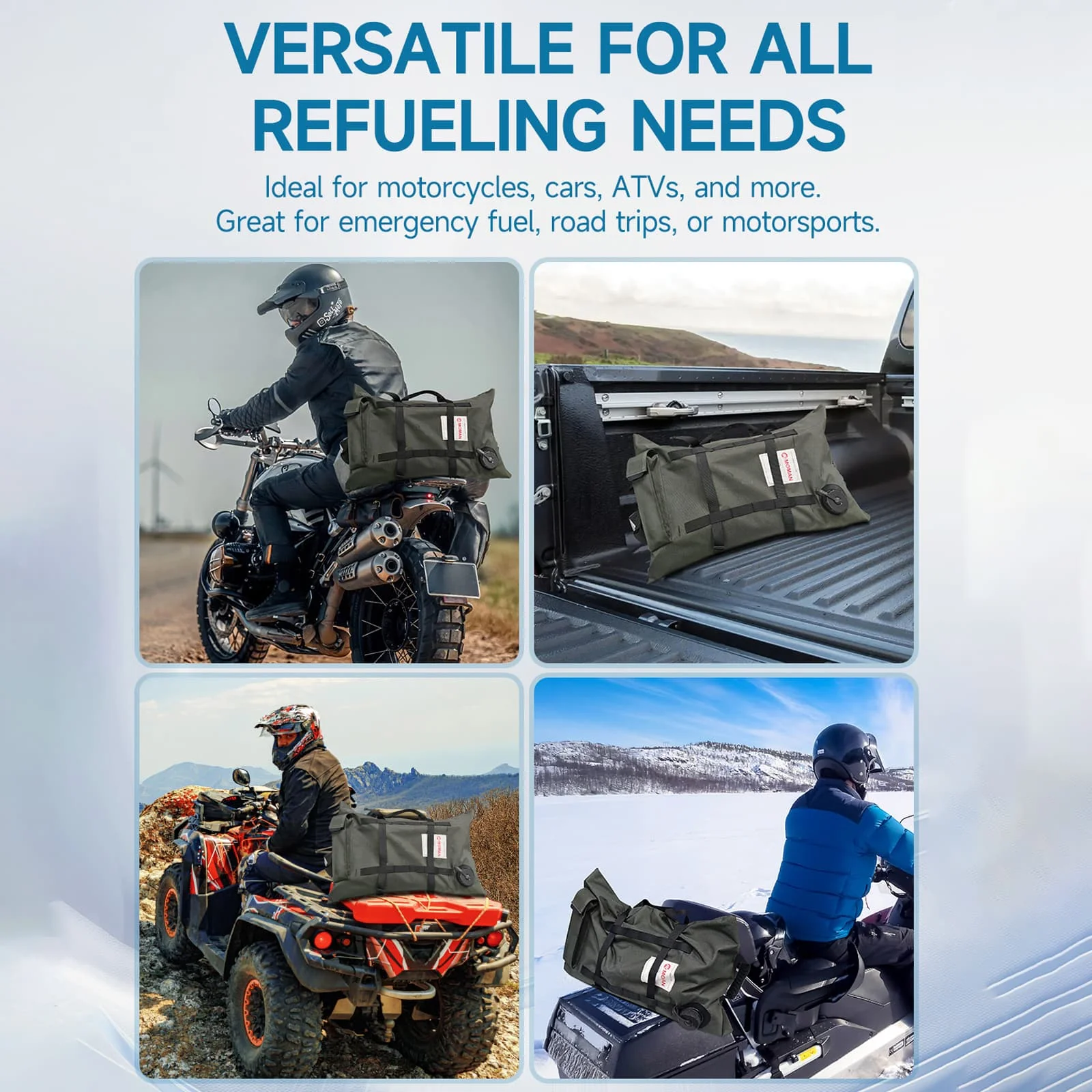 Moman Motorcycle Fuel Bag, 2-Gallon Foldable Utility Bladder, Leakproof Double-Layer Design for Safe Fuel & Fluid Storage and Transport - Image 8