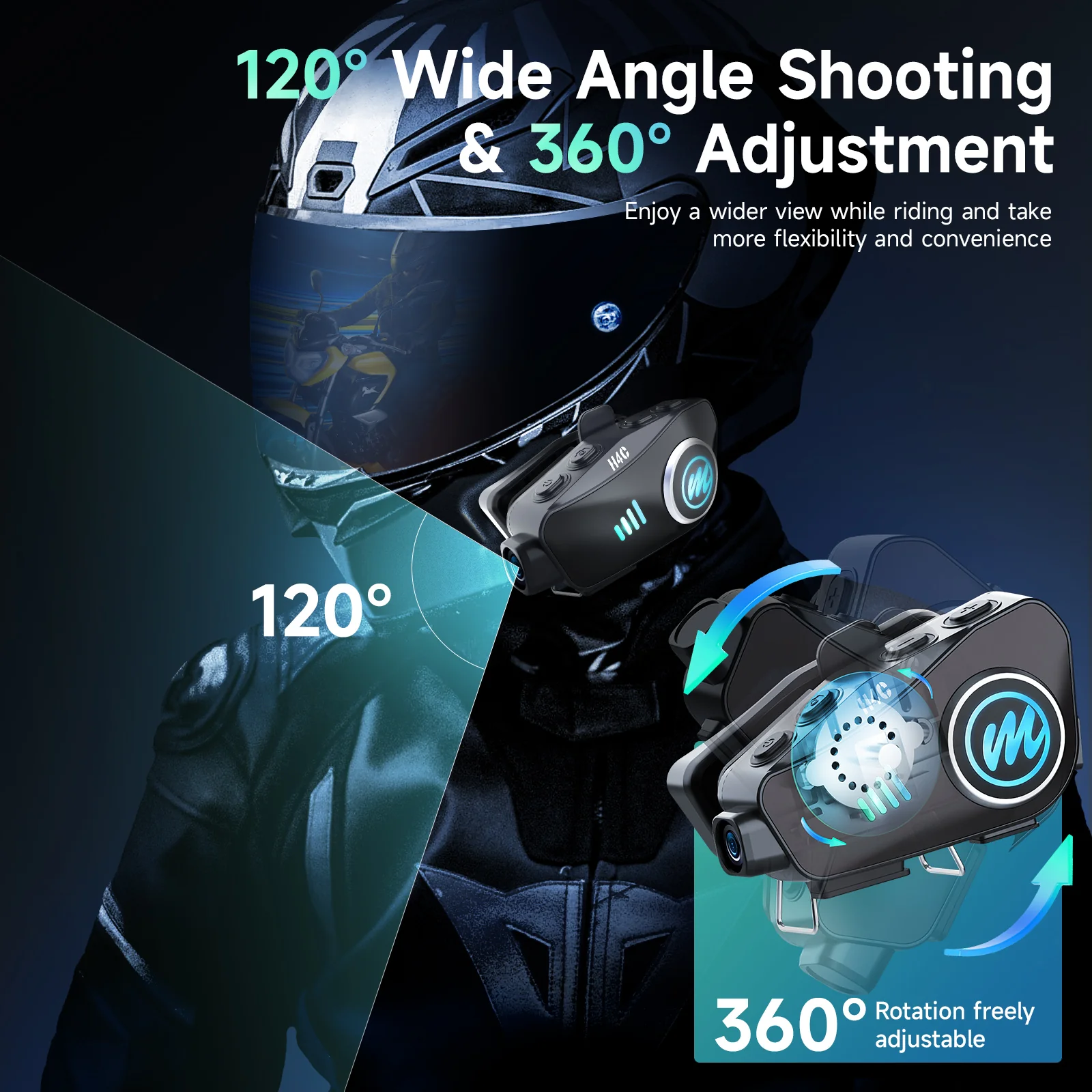 Moman H4C Motorcycle Bluetooth Headset with Camera, Built-in HD 1080P Camera (Single Person Use) - Image 5