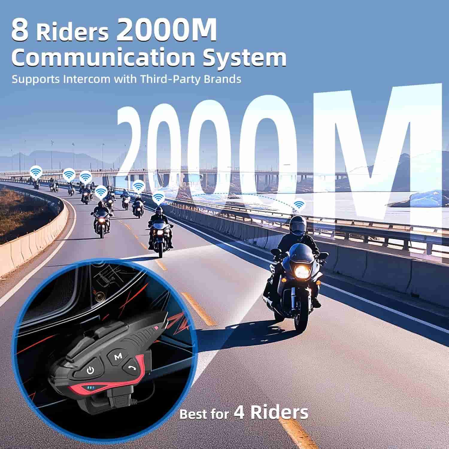 Moman CP-S Motorcycle Group Intercom for Up to 8 Riders, 2000M Communication Range (Single Pack) - Image 4