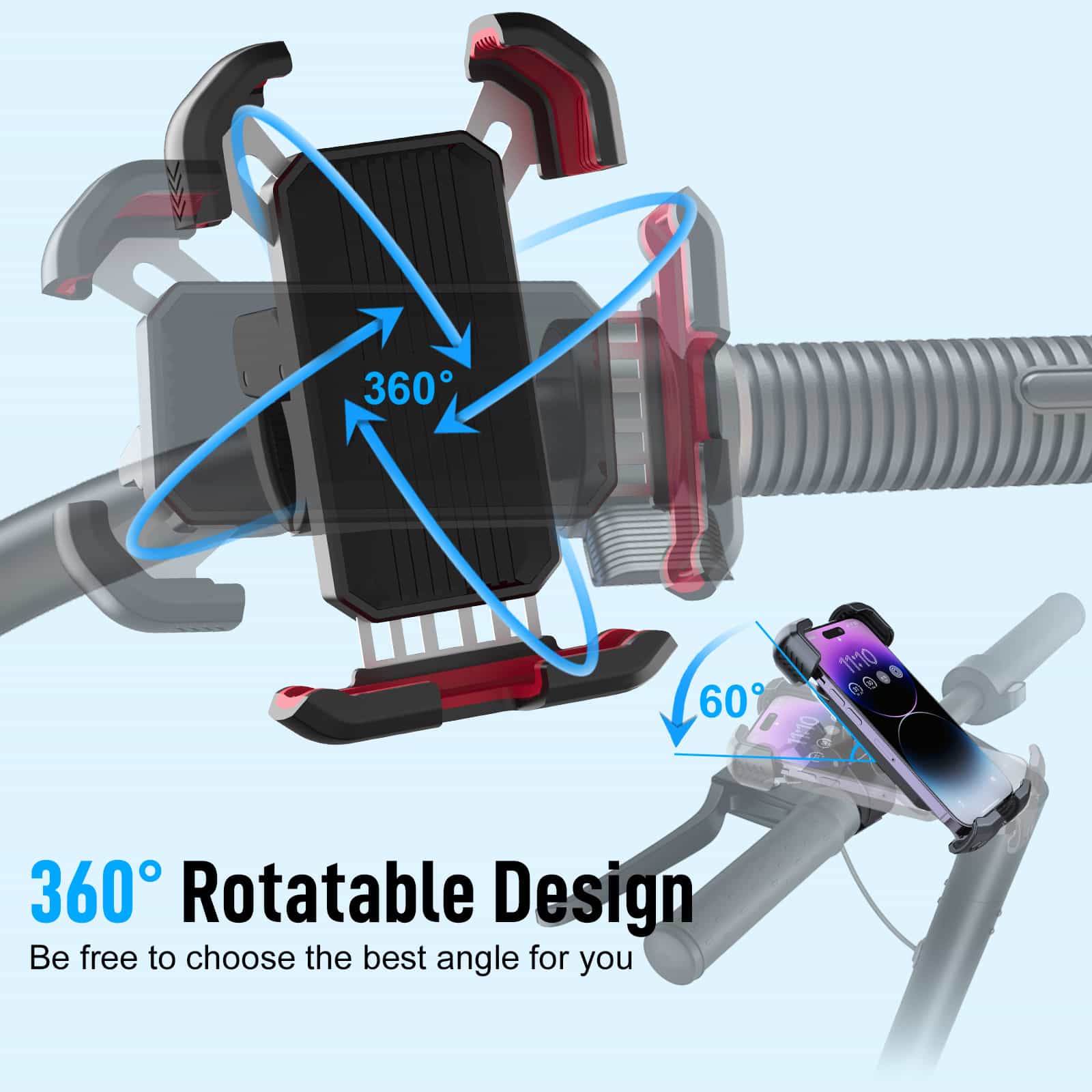 Moman PME1 Motorcycle Handlebar Cell Phone Holder, Benefit to Better Control with Helmet Intercom or Headset - Image 4