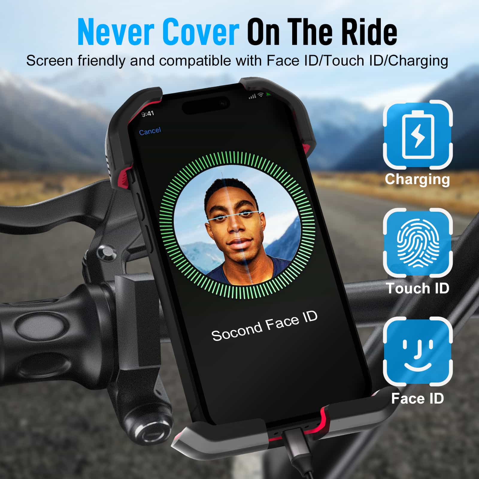 Moman PME1 Motorcycle Handlebar Cell Phone Holder, Benefit to Better Control with Helmet Intercom or Headset - Image 8