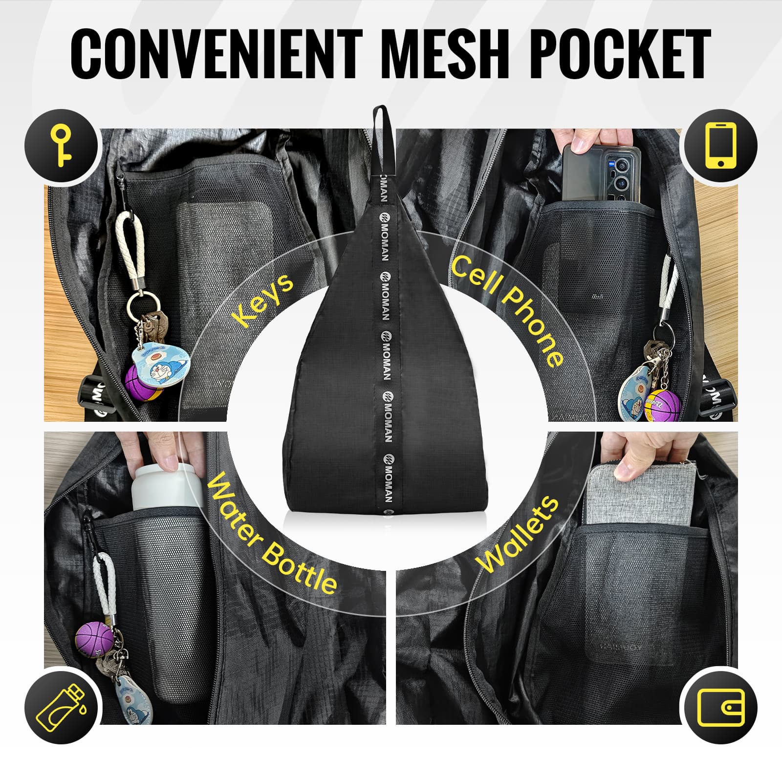 Moman B1 Motorcycle Helmet Sling Bag with 10L Capacity, Adjustable Strap, Top Handle, And Inner Mesh Pocket Featured - Image 3