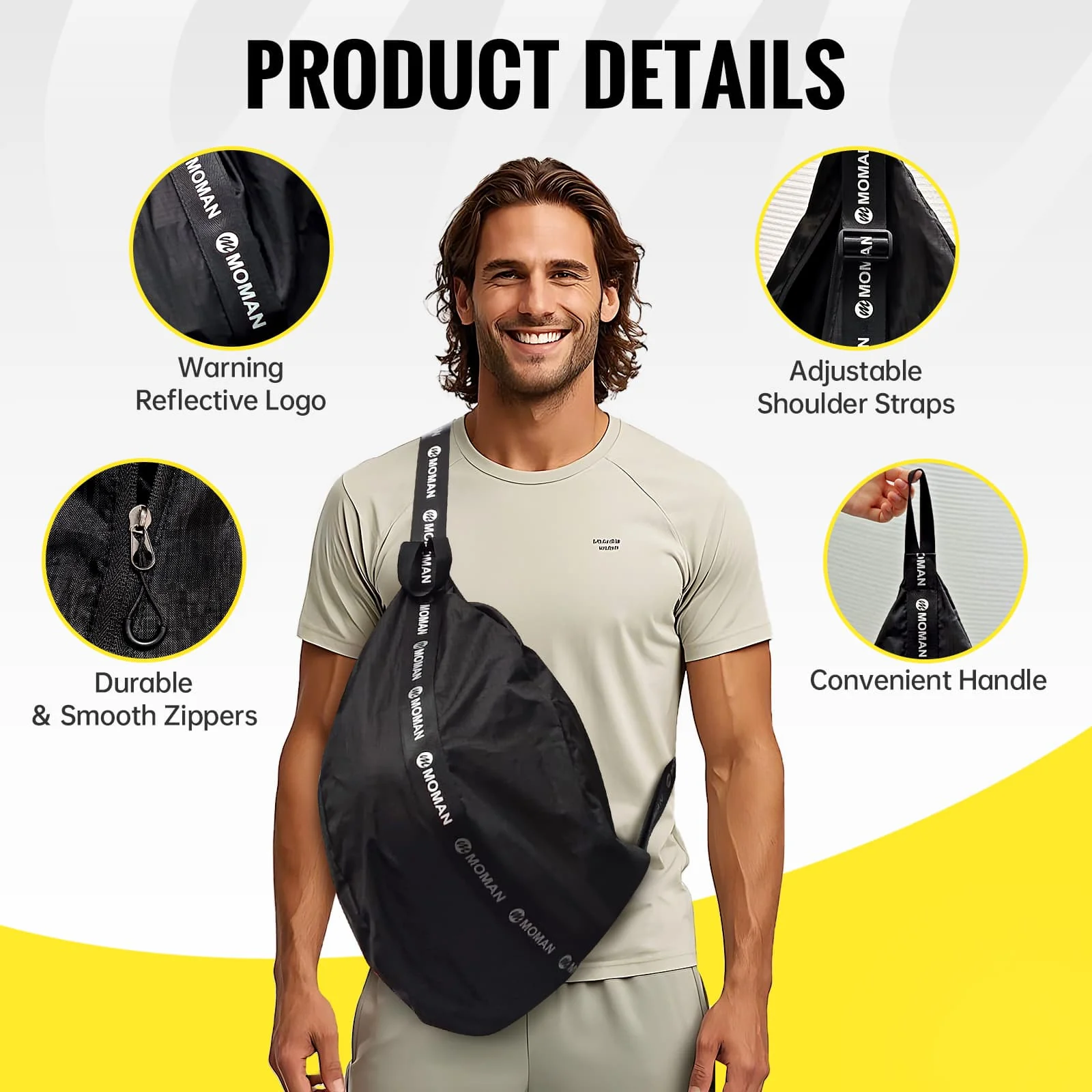 Moman B1 Motorcycle Helmet Sling Bag with 10L Capacity, Adjustable Strap, Top Handle, And Inner Mesh Pocket Featured - Image 4