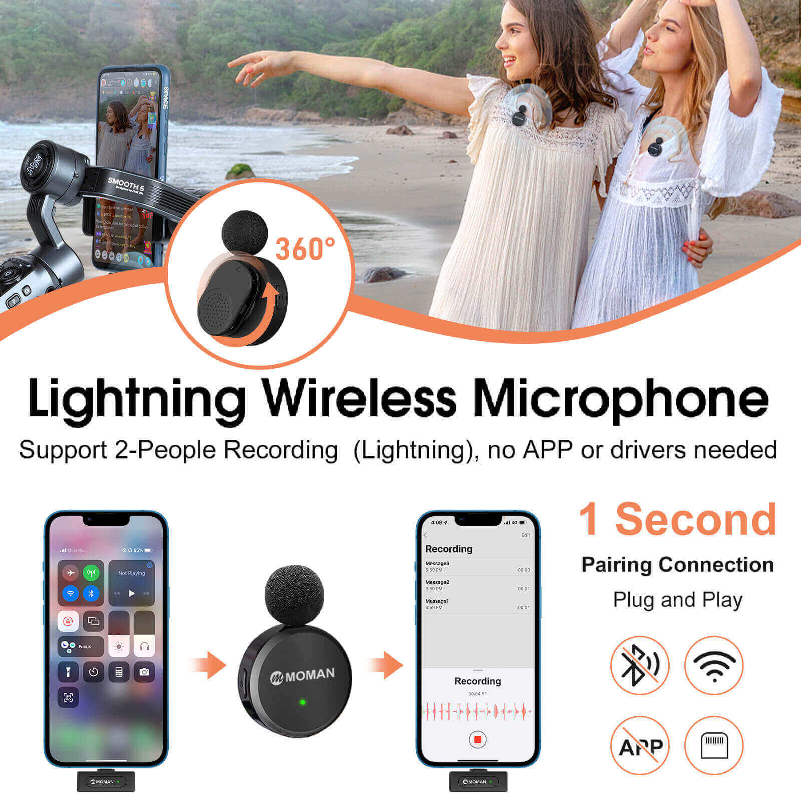 Moman CP2 Smartphone Wireless Microphone - Image 5