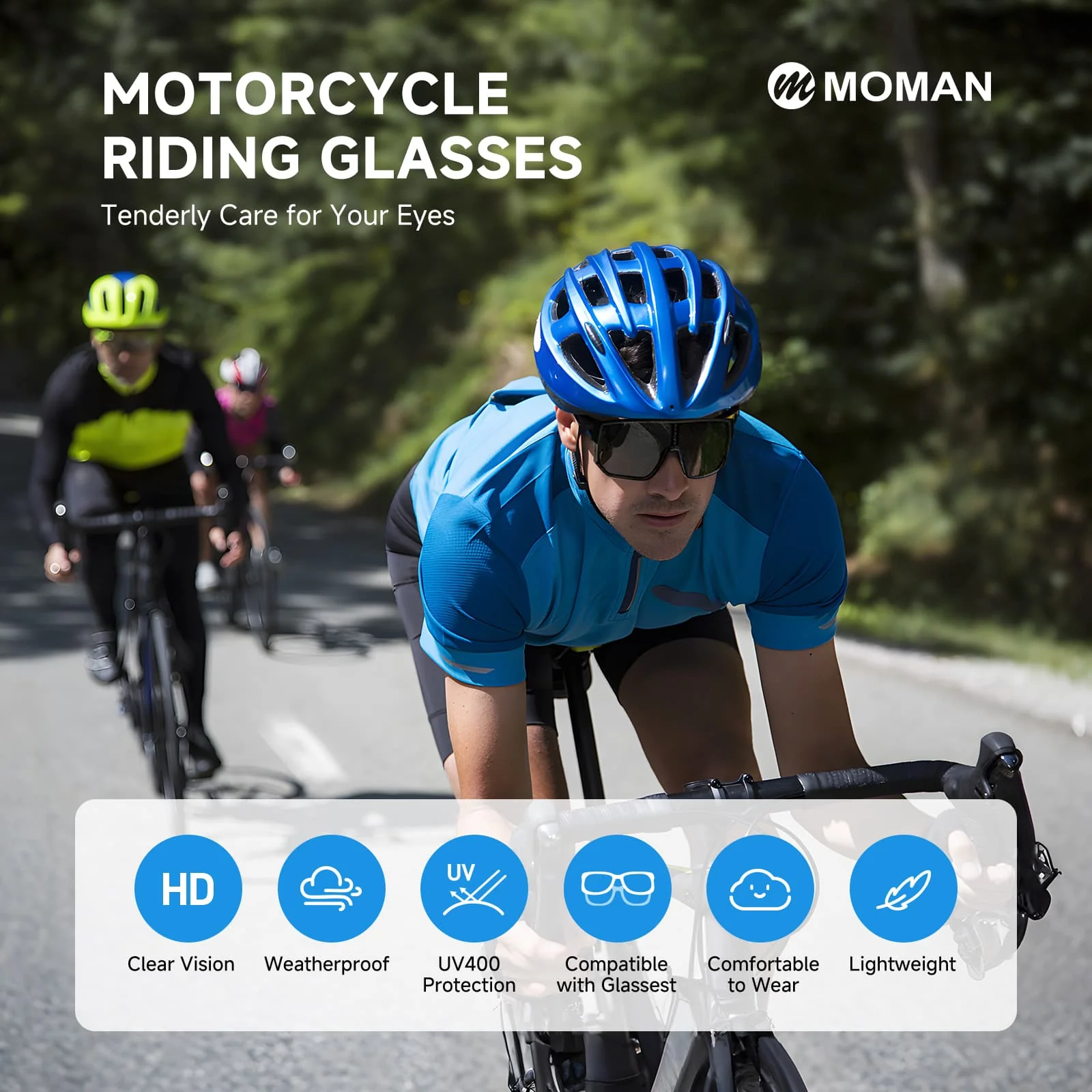 Moman CG Sunglasses for Motorcycle Riding, Over-the-Glasses Sunglasses with UV400 Protection and Comfortable, Clear Vision - Image 3