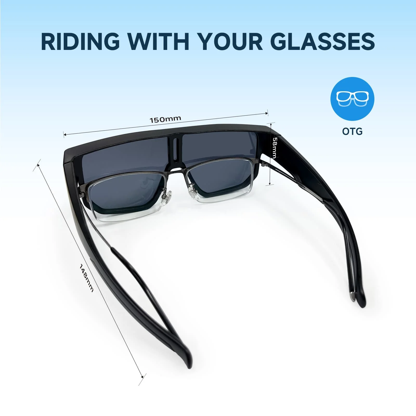 Moman CG Sunglasses for Motorcycle Riding, Over-the-Glasses Sunglasses with UV400 Protection and Comfortable, Clear Vision - Image 4