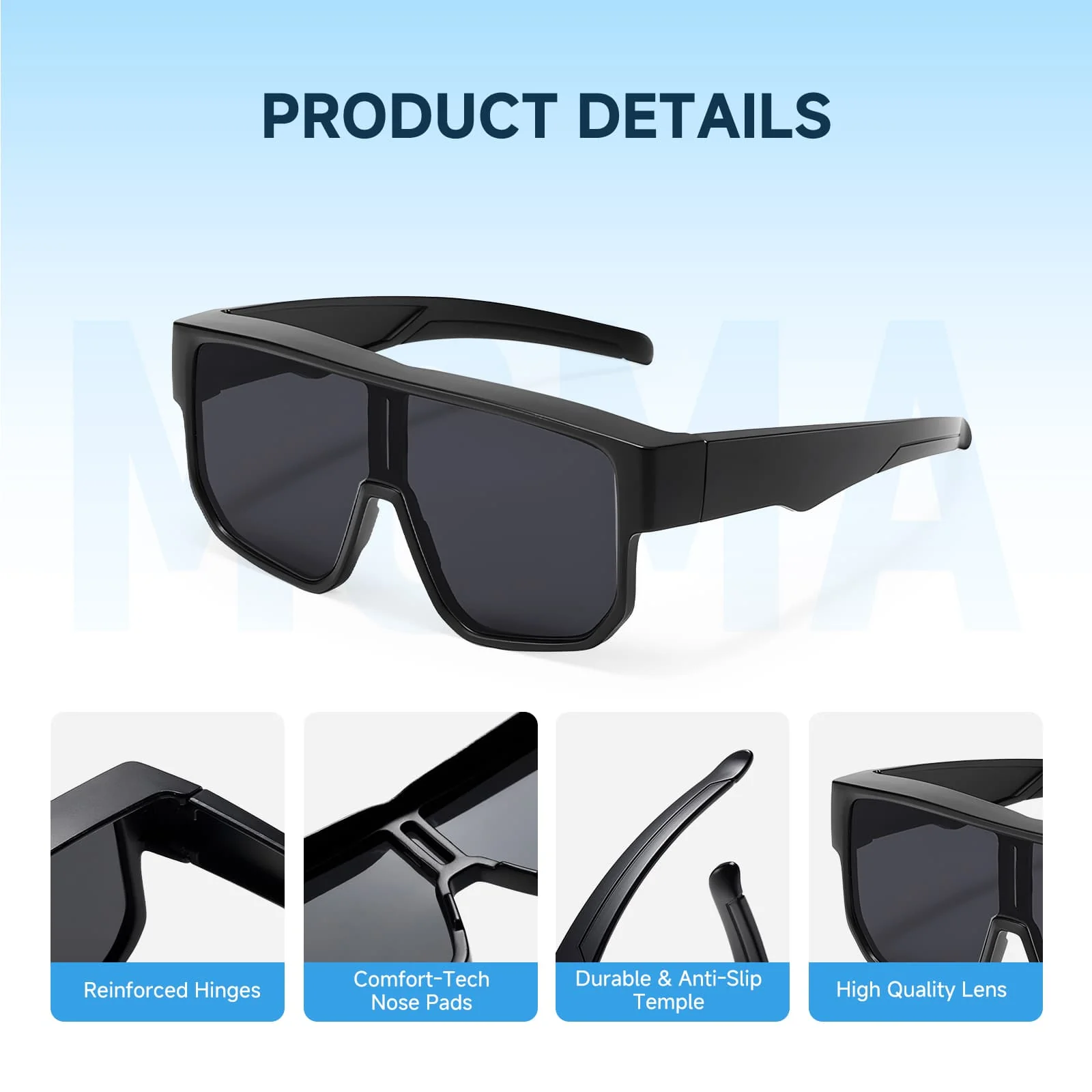 Moman CG Sunglasses for Motorcycle Riding, Over-the-Glasses Sunglasses with UV400 Protection and Comfortable, Clear Vision - Image 7