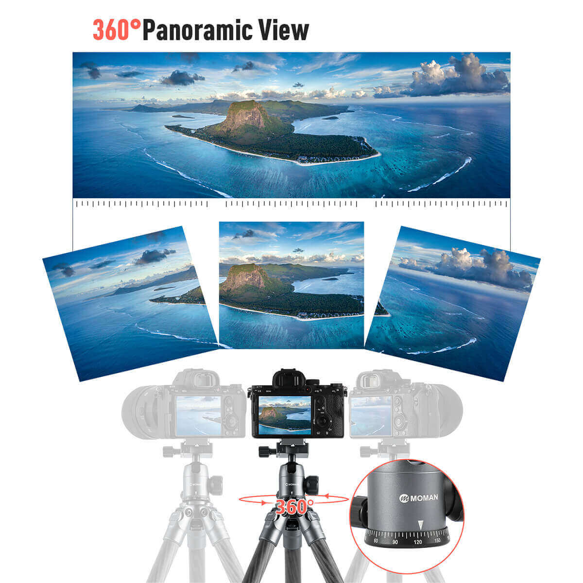 Moman CA50 Tripod for Travel Photography with Ball Head Mount, 10kg Payload - Image 4