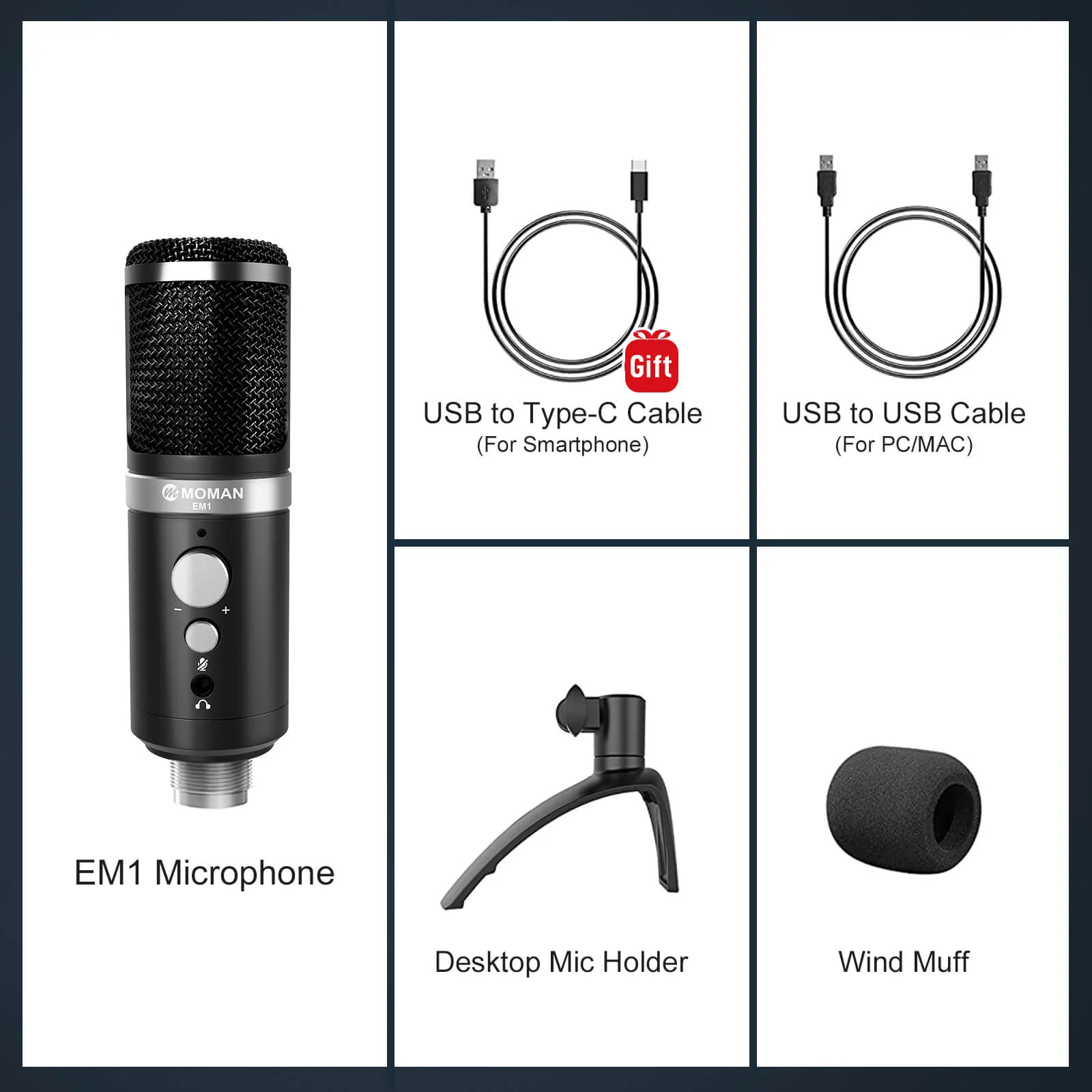 Moman EM1 USB PC Microphone - Image 7