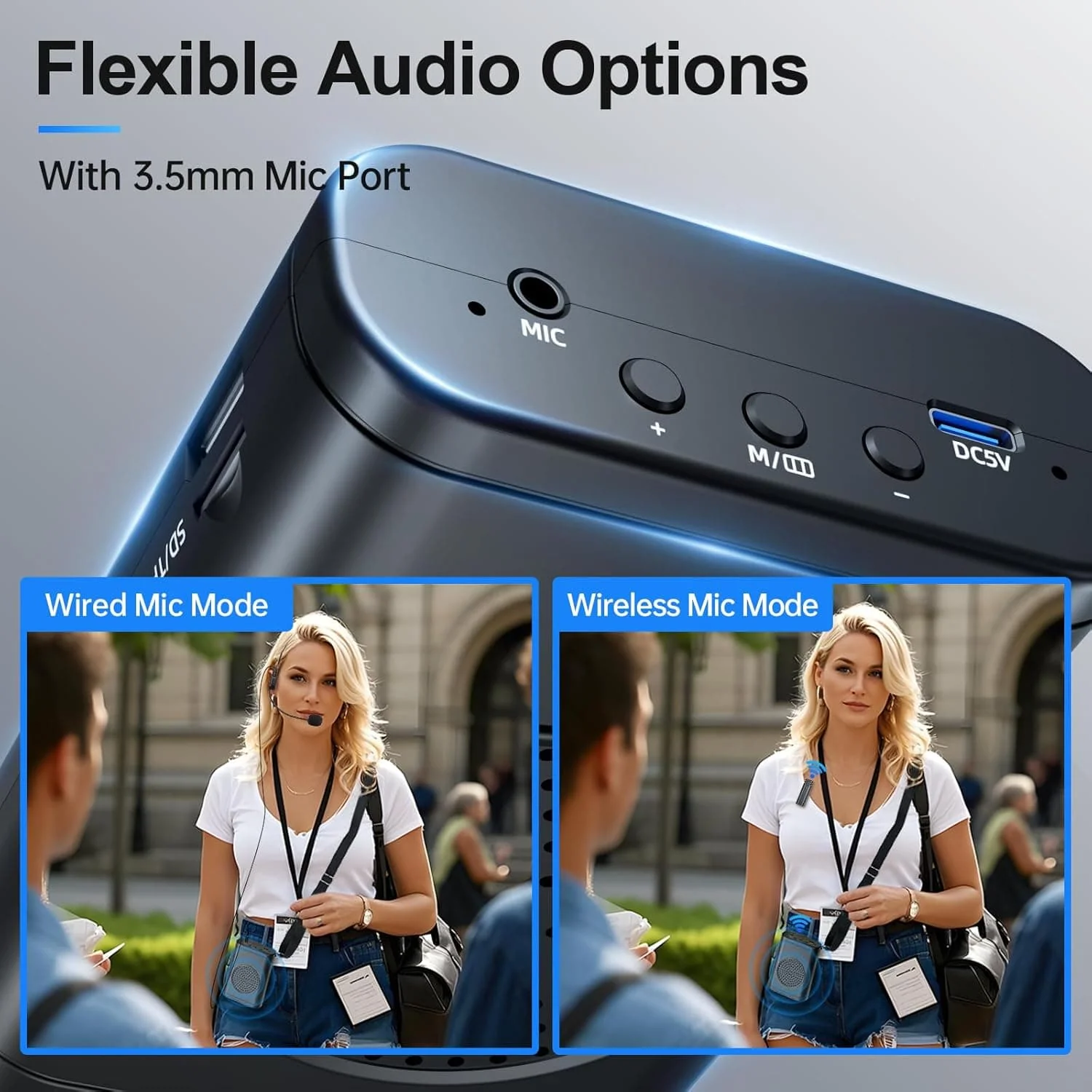 Moman S57 Voice Amplifier Wireless Microphone, No Whistling, Convenient Wear, One-knob Power on and Volume Control, USB and TF/SD Card Inputs Supported - Image 5