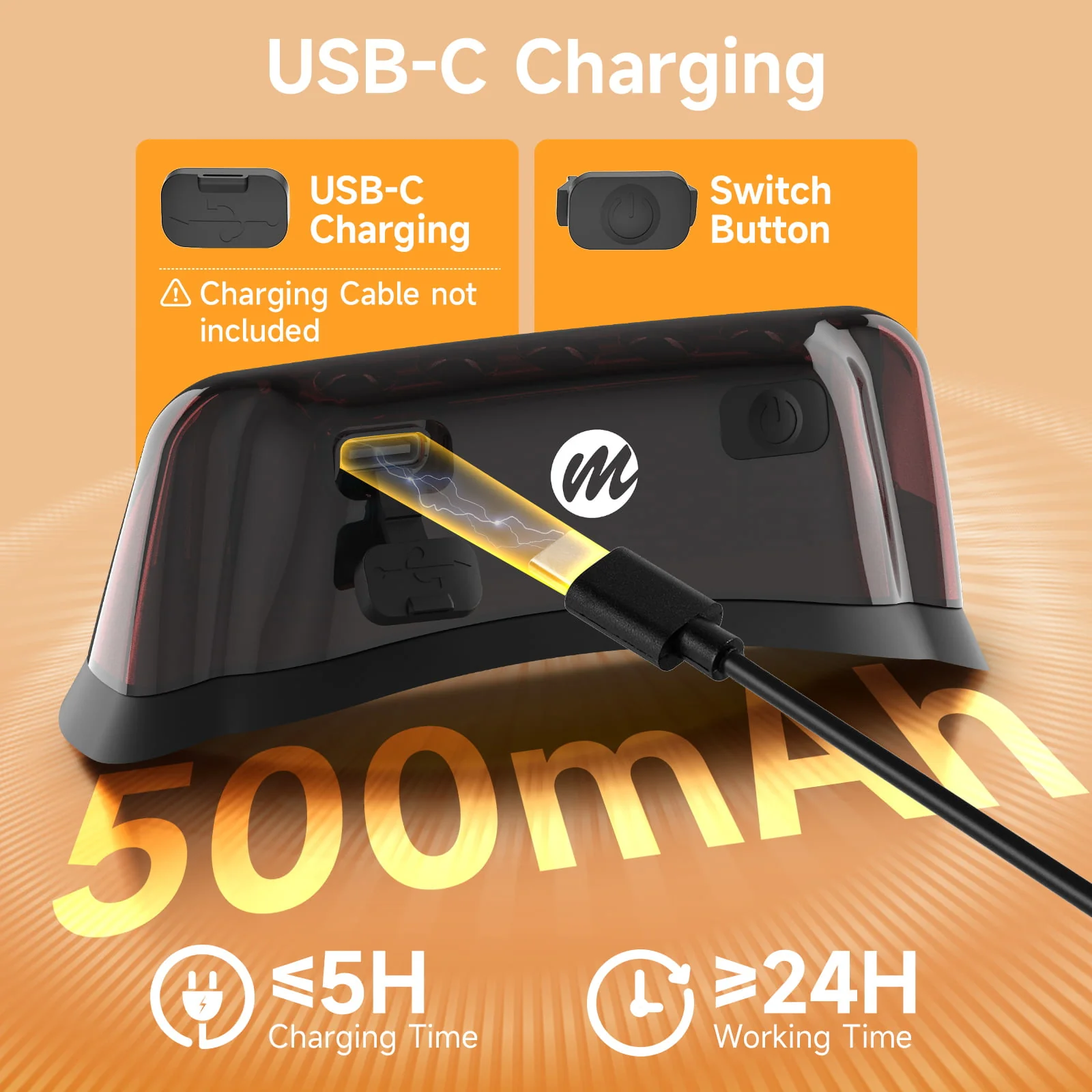 Moman HL1S Wireless Brake Light for Motorcycle, Auto Brake Detection, Solar & USB-C Charging, IPX4 Waterproof - Image 5