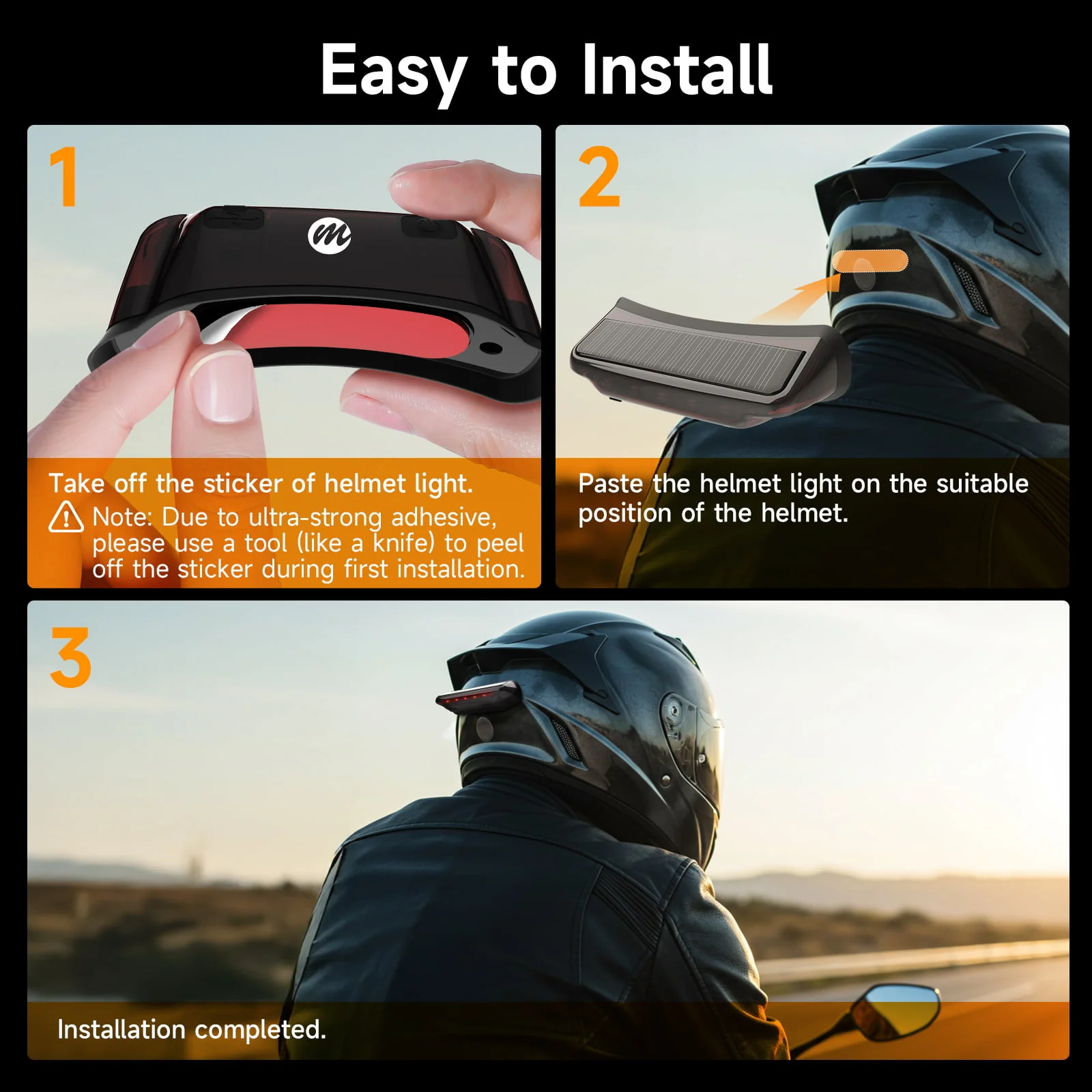 Moman HL1S Wireless Brake Light for Motorcycle, Auto Brake Detection, Solar & USB-C Charging, IPX4 Waterproof - Image 8