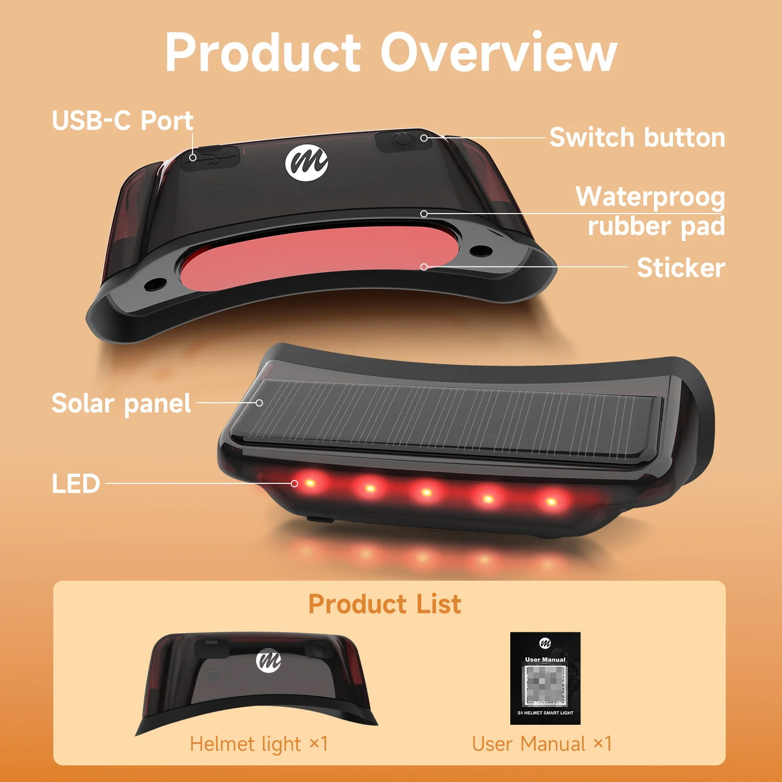 Moman HL1S Wireless Brake Light for Motorcycle, Auto Brake Detection, Solar & USB-C Charging, IPX4 Waterproof - Image 9