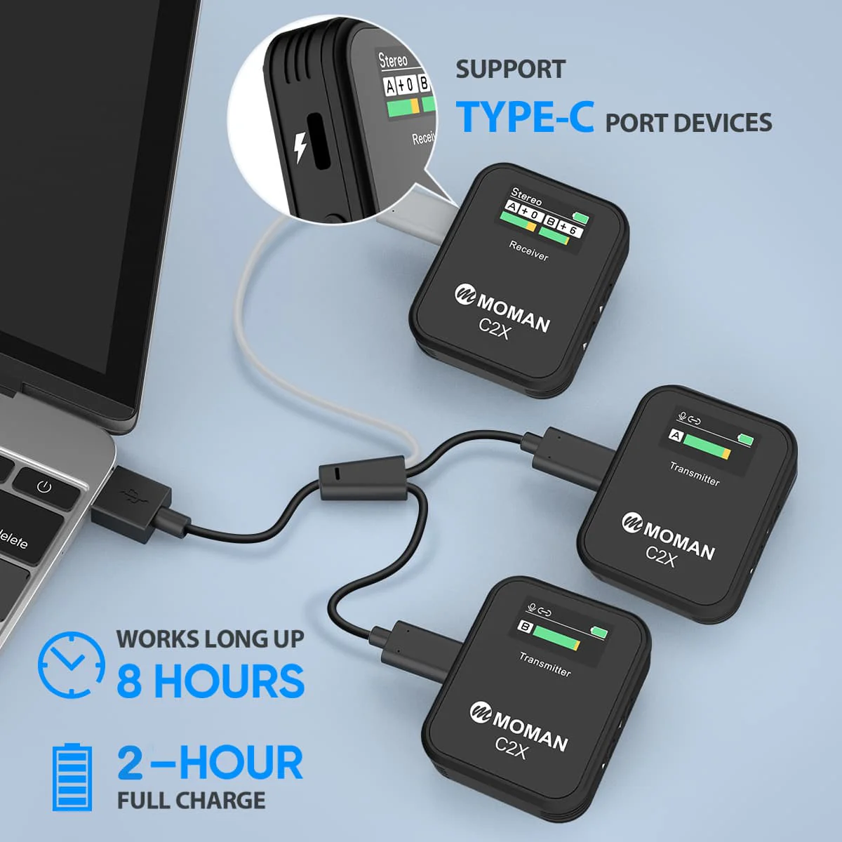 Moman C2 and C2X Wireless Microphone for Video Recording - Image 7