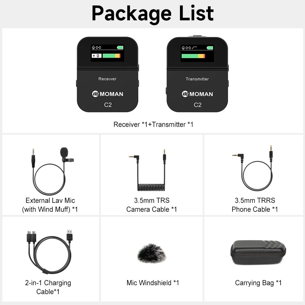 Moman C2 and C2X Wireless Microphone for Video Recording - Image 8